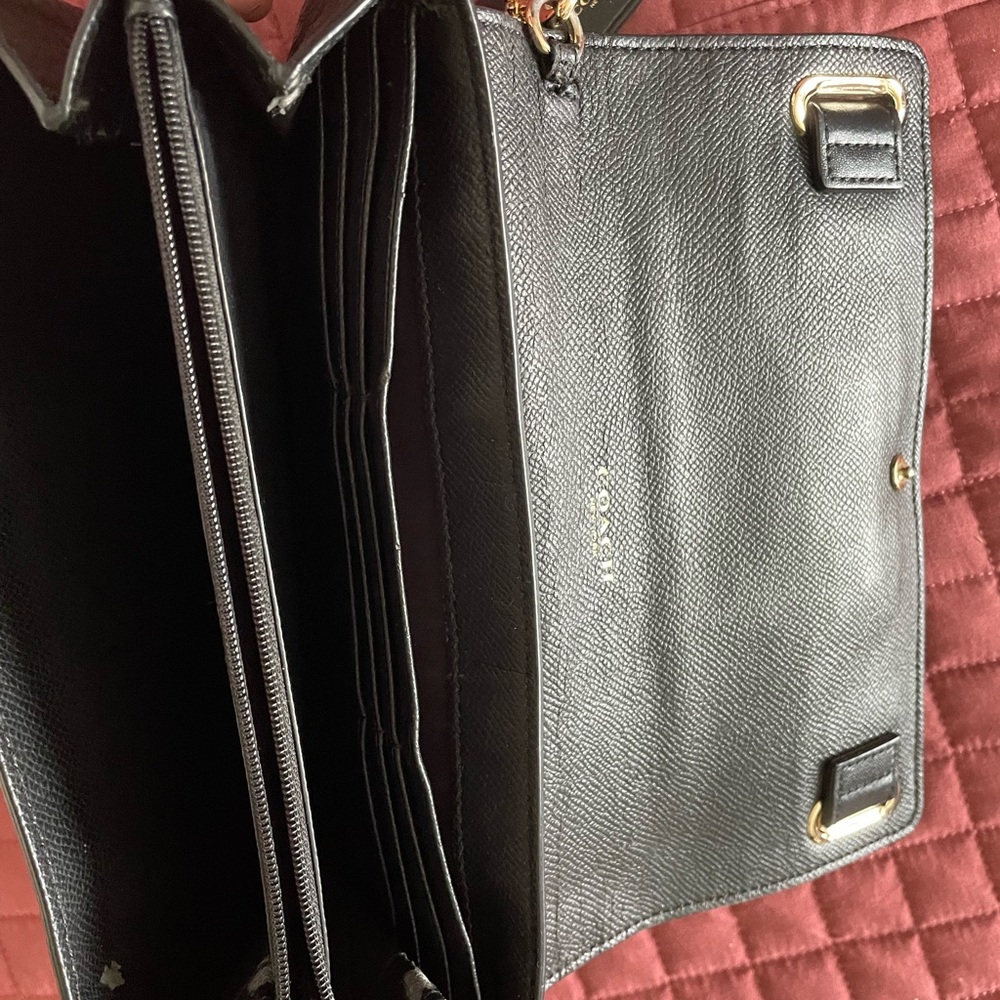 Coach Black Leather Clutch with Gold Accents - Picture 3 of 5